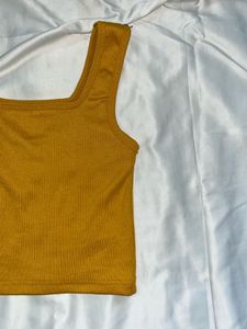 Golden Yellow Square Neck Tank Top