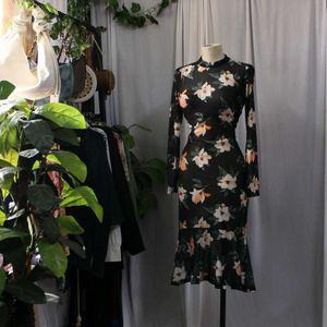 Floral Mesh Midi Dress