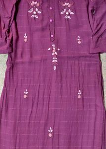 Purple Embroidery Kurti