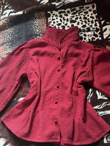 Maroon Peplum Top