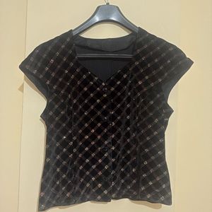 Velvet Plaid Top