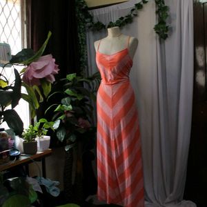 Coral Striped Maxi Dress