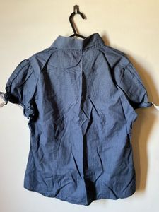 Blue collared short-sleeve shirt for ladies 😇😍