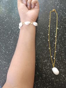 Hand made real seashell - gold plated jewellery se