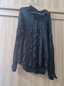 Black Long Sleeve Button-Up