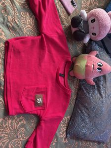 pink ribbed pocket crop tee