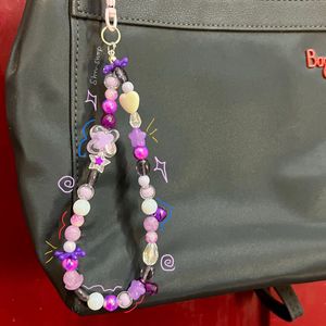 Purple Themed Handmade Beaded Bag Charm
