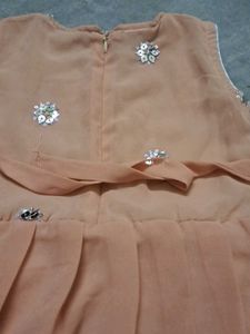 Kids&#39; Sharara Suit - Peach &amp; Silver