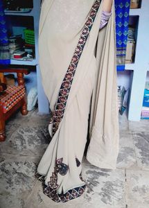 Heavy Border Georgette Saree With Blouse