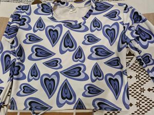 heart Patterned Crop Top