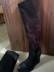 Black Wedge Boots