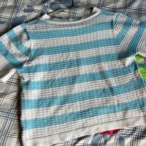 Striped Knit Short Sleeve Top