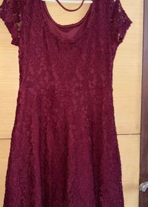Ginger by lifestyle burgundy lacy Lace Dress Flare