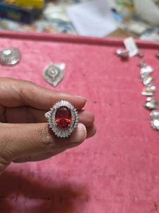 Ruby Swarovski Crystal Adjustable Ring