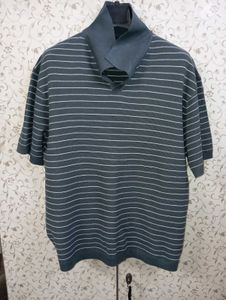 SPAO Self Textured Striped Polo T-Shirt