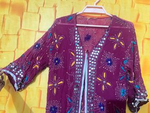 Embroidered Purple Kimono