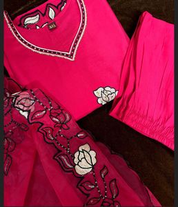 Fuschia  Pink party wear Kurta Set