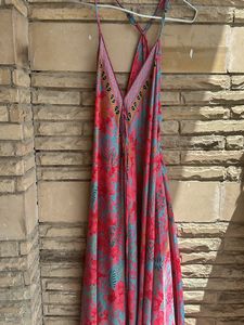 KanhaE Long Bohemian Silk Dress With Open Back