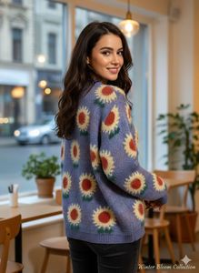 Sunflower Print Knit Sweater