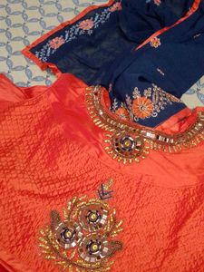 Orange Embellished Party Top