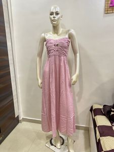 Pink Strapless Midi Dress