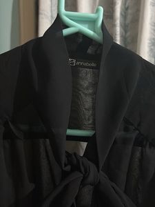 Elegant Black Tie-Neck Blouse