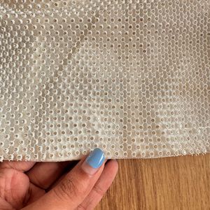 White Beaded Bustier Crop Top