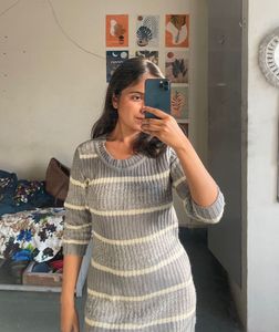 Striped Knit Sweater Dress