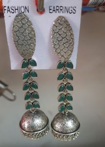 GERMAN SILVER STONE Long EARRINGS