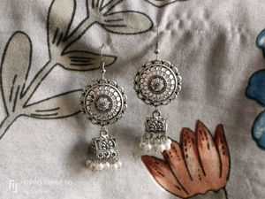 Traditional Oxidized Silver Jhumka Earrings