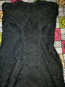 Black Lace Strapless Dress