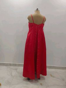 Elegant Coral Embellished Maxi Gown