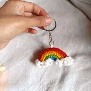 Rainbow Crochet Keychain