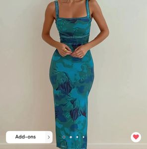 Green Floral Backless Dress