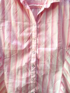 White Pink Half Sleeves Shirt (Women)
