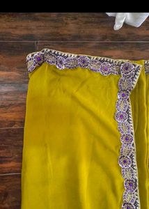 Mehendi-Olive Green Color Saree With Purple Border