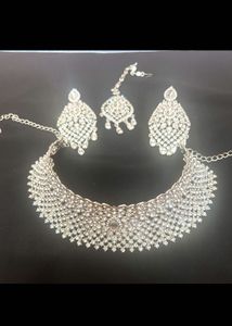 Silver Crystal Choker Set