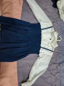 White And Blue Frock Style Top
