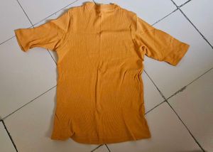 Mustard Ribbed Mock Neck Top