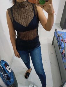 Halter Neck Mesh Top