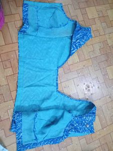 Blue Floral Saree with readymade Blouse