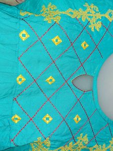 Embroidered Teal Top