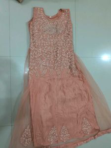 Elegant Peach Embroidered Anarkali