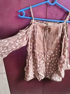 Boho Cold Shoulder Polka Dot Top
