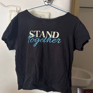 Printed Black cropped ladies T-shirt