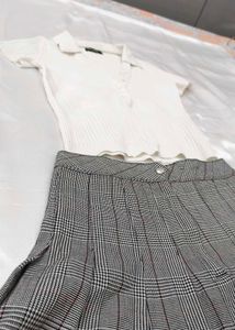 Sweater Top with Pleated Skirt Set