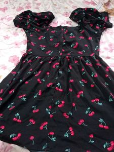 black floral sweetheart neck dress