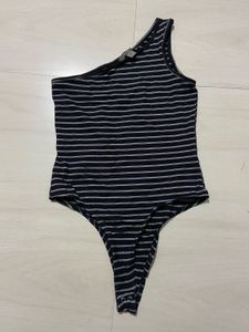 Striped One-Shoulder Bodysuit Top