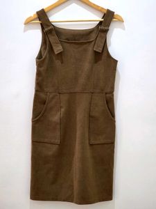 Brown Corduroy Pinafore Dress