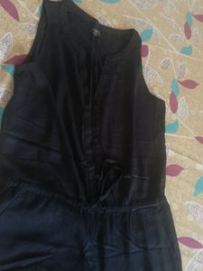 Soft Cotton Black Jumpsuit For Size- 40